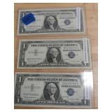 1957B Silver Certificate AU 55 X 3