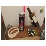 Lava Lamp, Wine Holder, Wooden Tray, Rope