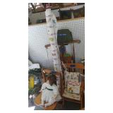 Air Force Bag, Sled, Doll With Wooden Chairs