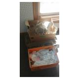 Glass Cups, Suitcase And Vases