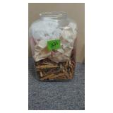 Shelving Unit With Cans, Bin With Clothes Pins