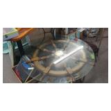 Glass Ship Wheel Coffee Table