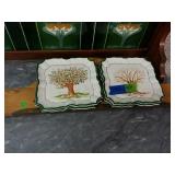 Glass Plates And Wooden Board