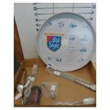 Old Style Dinner Tray And Silver And Flatware