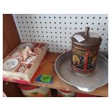 Tea Pot, Can, And Metal Pan