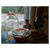 Glass Milk Jug, Glass Bowl And Grater