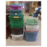 Misc plastic totes NO lids - 13 pcs