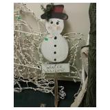 Wooden Snowman Ground Stake Decor - 48"