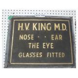 H.V King M.D Metal Sign