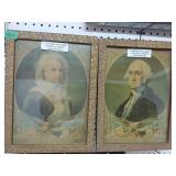 2 Antique Pictures (George And Martha Washington)