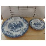 4 Johnson Bros Coaching Scene Plates And Saucer