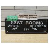Louisville Nashville Cast Iron RR Rest Room Sign