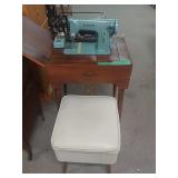 Built-in Singer Sewing Machine & Stool W/ Storage