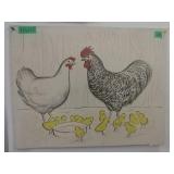 Laminated Chicken Drawing Picture