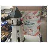 Wooden Lighthouse & Beach Wall Hanging