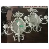 Metal Mirrored Sconces w/candle Holders