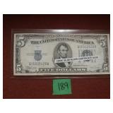 1934C $5 Silver Certificate AU53