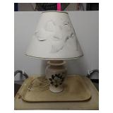 Floral Lamp W/floral Cutout Shade