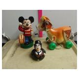 Vintage Toys- Chaplin Duck, FP Pull-along Cow,
