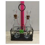 Cruet Set W/Metal Holder