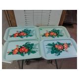 Four Metal Trays - Floral Design