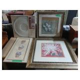 4 Piece Lot Decorative Prints In Frames And