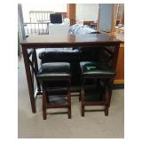 High Table W/ 2 Leather Upholstered Stools