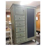 Rustic Painted Armoire W/ 5 Drawers, Closet,
