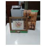 2 Piece Lot Wine Bottle Tote  And Flower