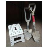 2 Small Shovels And Foldable Stool