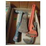 Pipe Wrench, Hammer, And Axe Head