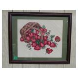 Strawberry Knitted Framed Image