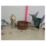 Decor- Hummingbird Planter, Friends Angel, Basket