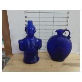 Blue Glass Bottle And Pitcher