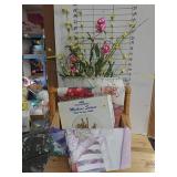 Misc Easter Theme Items , Wood Basket, Flags,