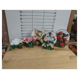 Ceramic Rose Sculptures, Resin Bird Decoration