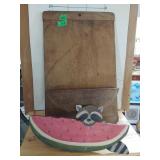 Hanging Wood Basin And Hanging Wood Racoon