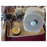 Vodka Jar w/lid, Plastic Horse, Tobacco Can