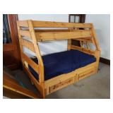 Wooden Trundle Bunk Bed - Twin over Full
