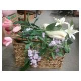 Wicker Basket, Artificial Flowers & Kid Items