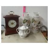 Home Decor- Mantel Clock, Vases, China