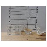 Two Laser Etched Glass Items And Two Swans