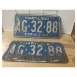 Vintage 1960 Maryland License Plates