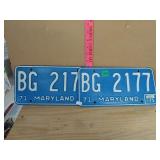 1971 MD License Plates