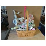 Wooden Basket W/ Easter egg Lights And Bunnies