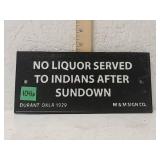 Cast Iron Indian Sign Durant Okla 1929