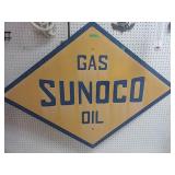 Large Metal Sunoco Oil And Gas Sign