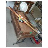 Homemade Wooden Pool Table W/ Balls And Sticks