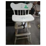 Old Wooden Highchair W/ Rabbits Painted On
