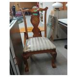 Wooden Upholstered Clawfoot Chair